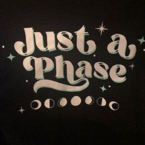 Black Just a Phase Moon Shirt Spells Witch Goth Gothic Juniors XXL